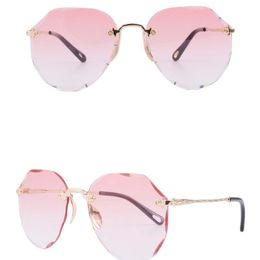 Sunglasses Frameless Gradient Ocean Diamond Trimmed Women's Polygonal Gafas De SolSunglasses