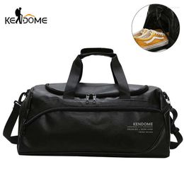 Outdoor Bags Leather Shoulder Gym Bag Travel For Men Women Sport Fitness Duffel Training Weekend Daily Sports Handbags Black