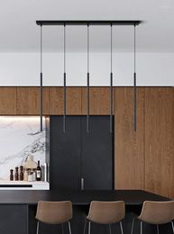 Pendant Lamps Modern Black Led Chandelier Ceiling Long Tube Combination Chandeliers For Dining Room Living Decor Hanging Lamp