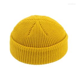 Berets Fashion Men Beanie Knit Hats Boy Skullcap Sailor Caps Cuffs Retro Navy Short Hat Solid Color Unisex Winter Warm Cap Roll-up Edge