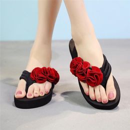 Slippers Bath Women Flip Flops 2023 Thong Flower Shoes Clip Toe Wedge Beach Sandals Slides Indoor&Outdoor A20