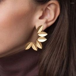 Stud Earrings Fashion Metal Geometric Leaves Trendy Punk Personality Irregular Flower Petals For Women Jewellery