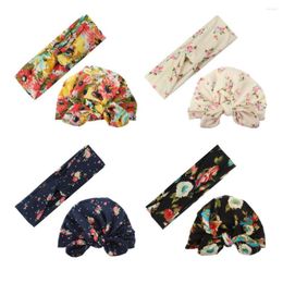 Hair Accessories 2Pcs European And American Mother Baby Suit Printed Cross Band Ear Hat Cute Boho Print Kids Headwear