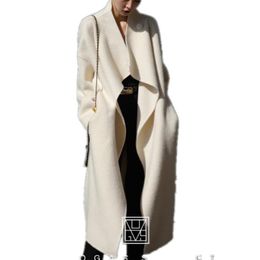 Women's Wool & Blends Arrival Winter Fashion Cloak X-long Woollen Overcoat Women Loose White Cool Warm Outwear