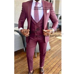 Men's Suits & Blazers Fashion Wedding Mens Slim Fit Business Blazer Formal Groom Tuxedo Banquet 3 Piece Set Jacket Vest Pants Terno Masculin