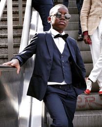 Men's Suits Fashion Navy Blue Boys Weddings Children Suit Costume Homme Kid Prom Terno Masculino Slim Fit Blazer 3 Pieces