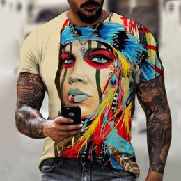 Men's T Shirts Oil Painting Figure 3D Printing T-shirt Men's Short-sleeved Hip-hop Fashion Professional Wear Plus Size Clothing