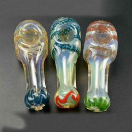 Innovative Style Colourful Thick Glass Pipes Dry Herb Tobacco Spoon Bowl Philtre Oil Rigs Handpipes Handmade Portable Bong Smoking Cigarette Holder Tube