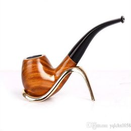 Genuine Green Tan handmade pipe Acrylic curved handle wooden pipe