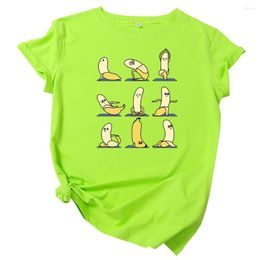 Women's T Shirts Summer Women Cotton Comfort Short Sleeve T-shirts Neon Green Fanny Banana Print O-neck Tees Ladies Casual Harajuku Kawaii