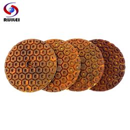 Polishing Pads RIJILEI 4PCS Super 4 Inch Diamond Copper Bond Wet Pad For Granite Marble Concrete Floor Grinding Discs 230211