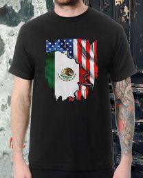 Men's T Shirts Mexican Flag Inside American Shirt. Cotton Short Sleeve O-Neck T-shirt Casual Clothing Mens Top