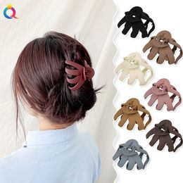 Korean Solid Irregular Hair Claws Ribbon Elegant Frosted Acrylic Hair Clips Hairpins Barrette Headwear for Girls Hair Accessories 1599