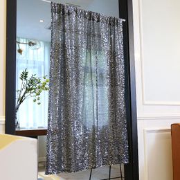 Curtain Ashion Bling Sequins Short Luxury Sparkling Solid Black Tulle For Living Room Bedroom Voile Sheer Drapes