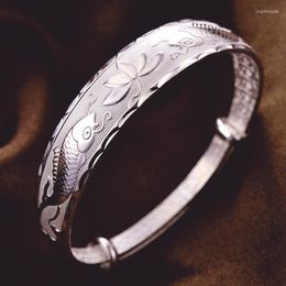 Bangle 999 Colour Silver Fine Pisces Play Lotus Bracelets Bangles For Women Fashion Party Wedding Accessories Designer Jewellery Gifts
