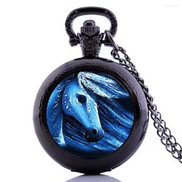 Pocket Watches Antique Punk War Horse Sand Painting Mens Kids Womens Boys Quartz Watch Necklace Chain Pendant Gifts Relogio Masculino