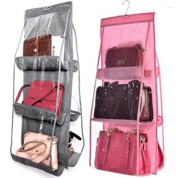 Storage Bags 6 Layer Bag Hanging Transparent Handbag Closet Shoes Organizer Door Wall Sundries Pouch