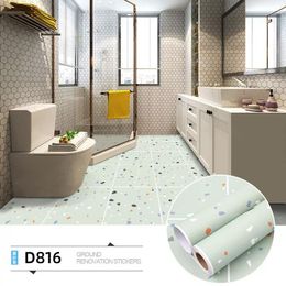 Wallpapers Bathroom Waterproof Floor Stickers Kitchen Non-slip Tile Thick Wear-resistant Home Decoration Wallpaper