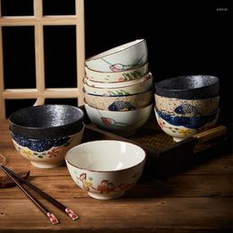 Bowls Japanese Vintage Bowl Rice Soup Porcelain Hand Painted Pattern Retro Household Flower Vajillas Ceramic Tableware ED50TW