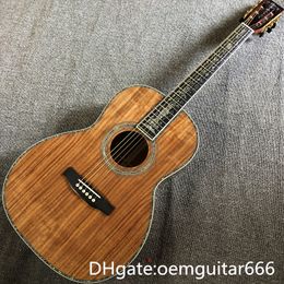 2023 custom guitar, all KOA, ebony fingerboard, real abalone shell binding and inlay, 39 "high-quality 000 acoustic guitar