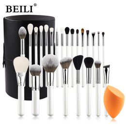 Eye Shadow BEILI Makeup Brush Set with Holder and Sponge Tools Foundation Eyebrow Eyeshadow Brushes Kit Make Up Puff 24 42pcs 230211