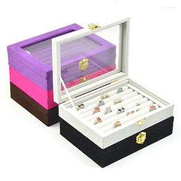 Jewellery Pouches 200 150 50mm Jewellery Display Trays With Glass Cover The Ring Necklace Or Bracelet Transport Storage Sale Boxes