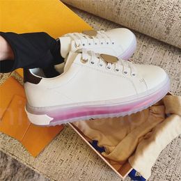 Louisely Viutonly shoes Time Designer Lvity Luxurys Out Low Sneaker Casual Shoes Women Circle Transparent Rubber Outsole Leather Ca JFas high quality