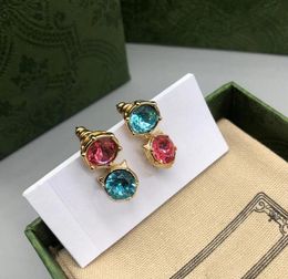 Ny modedesigner diamant dingle ljuskronor stud kvinnor flickor guld dropp örhängen öronnötter smycken med låda