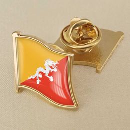 Bhutan National Flag Crystal Resin Drop Badge Brooch Flag Badges of All Countries in the World