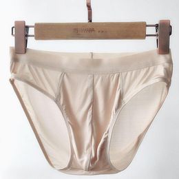 Underpants Men's Real Silk Thin Type Briefs Panties Underwear Lingerie Plus Size M L XL 2XL 3XL 1067