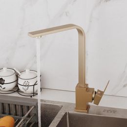 Kitchen Faucets High Quality 360 Swivel Brushed Gold Faucet Single Handle Deck Mounted Baisn Sink Mixer Water Tap