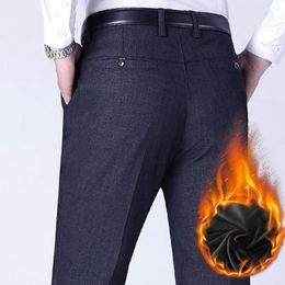 Men's Suits Suit Pants Soft Plush Thermal Full Length Winter Trousers For Work