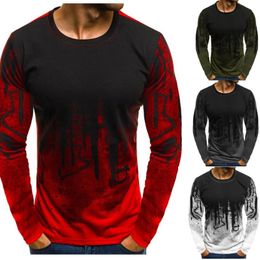 Men's T Shirts Spring And Autumn European American Fashion Casual Camouflage Long-sleeved T-shirt Personalised Printing TopMen's