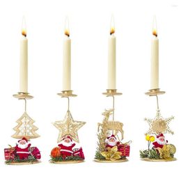 Candle Holders Party Supplies Christmas Tree Merry Santa Claus Holder Candlestick Decoration Xmas Ornaments