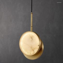 Pendant Lamps Modern Minimalist Marble Brass Round Chandelier Dining Room Indoor Lighting Bedroom Bedside Lamp For Home