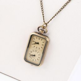 Pocket Watches OUTAD Antique Bronze Quartz Watch Dual Double Time Zone Movement Gift Women Men Pendant Relogio Masculino