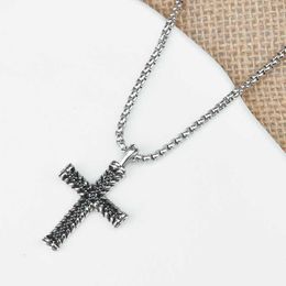 95% Off Zircon Designer Necklaces Fashion Men Box Chain Luxury Black Necklace Vintage Unisex Cross Pendant Inlaid Punk Jewellery Gift for Boys ZLK8