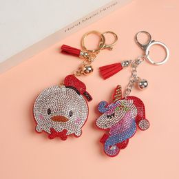 Keychains 2 Colors Lucky Keychain Full Crystal Keyring Car Key Chain Women Holder Ring Bague Wholesale Jewelry Gifts