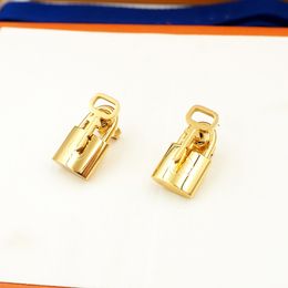 Back LW LOCK IT gold stud earrings T0P quality designer Jewellery for woman official reproductionsfashion classic style gift for girlfrie