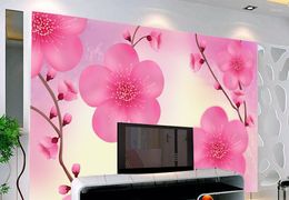 Wallpapers Custom Papel DE Parede 3 D Pink Peach Floral Wallpaper For The Sitting Room Bedroom TV Setting Wall Waterproof