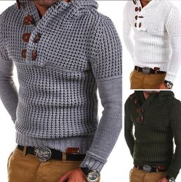 Men's Hoodies Knit Sweater Autumn Winter Fashion Solid Mens S Thick Warm Jumper Male Pullovers Outwear Coats SA8