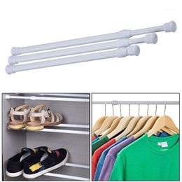 Hooks & Rails Adjustable Curtain Rod Metal Spring Loaded Bathroom Bar Shower Extendable Poles Rail Hanger Rods FPing1