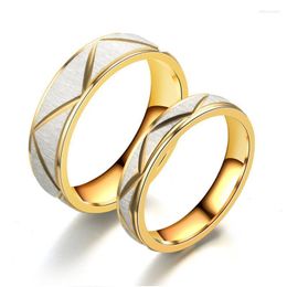 Wedding Rings Brand Top Titanium Steel Lovers Rhombus Sculpture Gold Couples Stainless Men Women Jewellery Engagement Gifts Edwi22