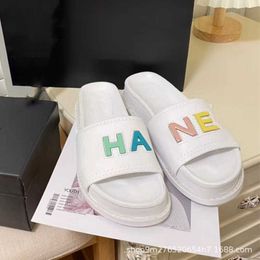 Slippers Small Fragrance Candy Letter in the summer of new thick soled high rise women's sandals Colour matching Personalised T230211