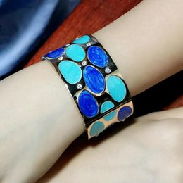 Bangle Trend Colorful Oil Spot Glaze Alloy Bangles For Women Statement Rhinestone Metal Fashion Jewelry