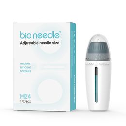 Eye Massager Bio Needle 24 Pins Adjustable Length Microneedle Hyaluronic Acid Pen Stamp Serum Derma Skin Care Beauty Tools 230211