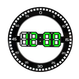 Wall Clocks Clock Temperature For Living Room Home Decoration 3D Digital Circular Luminous Silent Alarm With CalendarWall ClocksWall ClWall