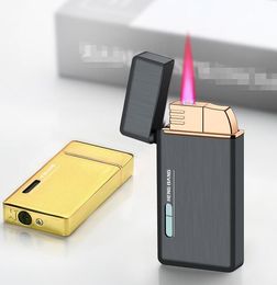 Latest Metal Jet Lighter Inflatable No Gas Windproof Cigar Butane Straight Lighters Smoking Tool Accessories 3 Colour