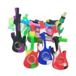 Latest Colourful Silicone Mini Pipes Dry Herb Tobacco Thick Glass Metal Philtre Bowl Portable Handpipes Cigarette Holder Innovative Design Hand Smoking