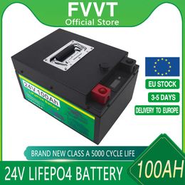 24V 100Ah LiFePO4 Lithium Iron Phosphate Battery Built-in BMS 5000 Cycles For RV Campers Golf Cart Off-Road Off-grid Solar Wind